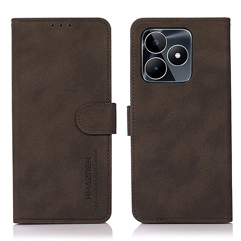 Custodia Portafoglio In Pelle Cover con Supporto D01Y per Realme C53 India Marrone