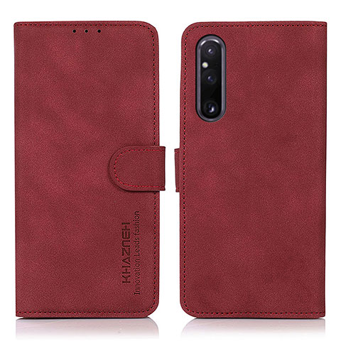 Custodia Portafoglio In Pelle Cover con Supporto D01Y per Sony Xperia 1 V Rosso