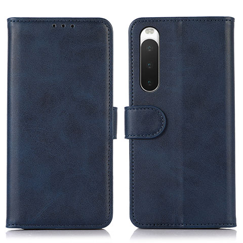 Custodia Portafoglio In Pelle Cover con Supporto D01Y per Sony Xperia 10 V Blu