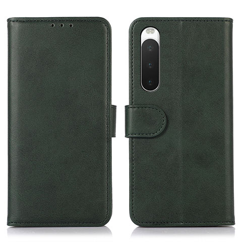 Custodia Portafoglio In Pelle Cover con Supporto D01Y per Sony Xperia 10 V Verde