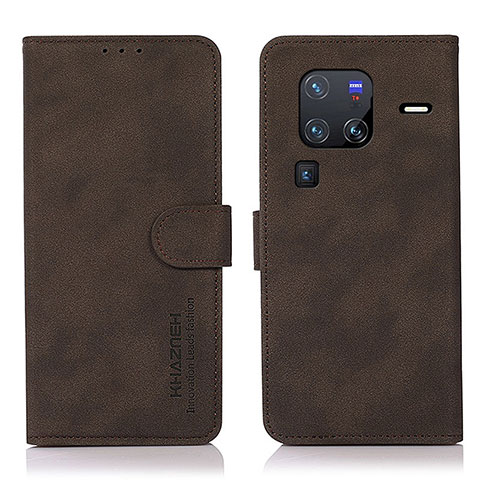 Custodia Portafoglio In Pelle Cover con Supporto D01Y per Vivo X80 Pro 5G Marrone