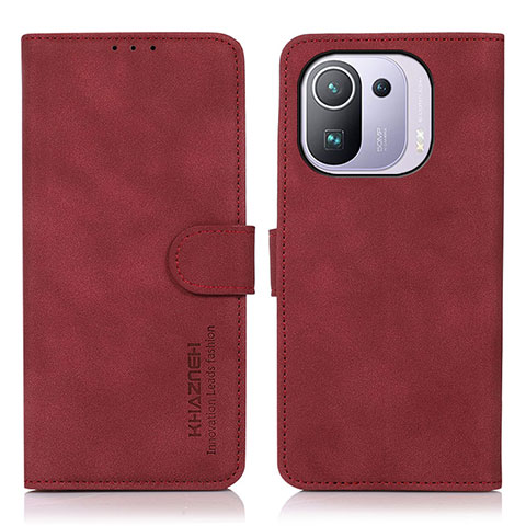 Custodia Portafoglio In Pelle Cover con Supporto D01Y per Xiaomi Mi 11 Pro 5G Rosso