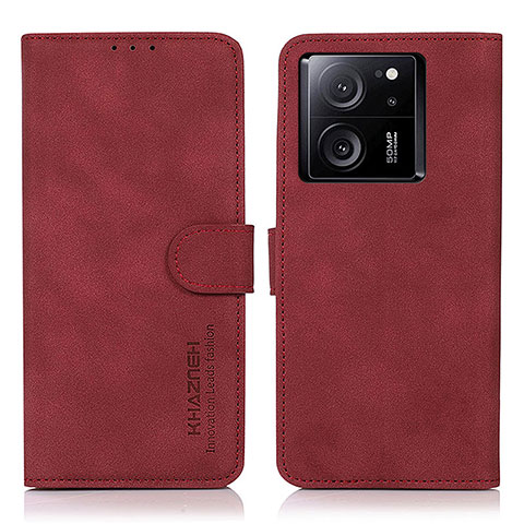 Custodia Portafoglio In Pelle Cover con Supporto D01Y per Xiaomi Mi 13T 5G Rosso