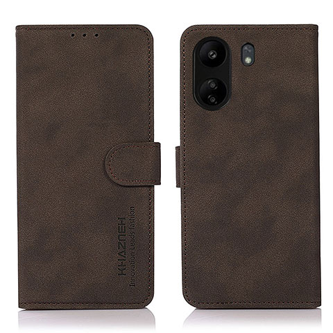 Custodia Portafoglio In Pelle Cover con Supporto D01Y per Xiaomi Poco C65 Marrone