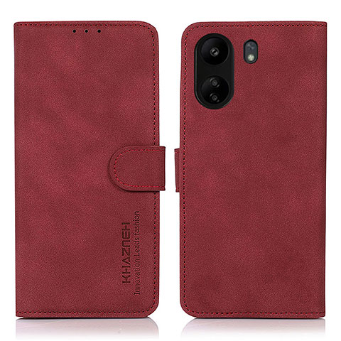 Custodia Portafoglio In Pelle Cover con Supporto D01Y per Xiaomi Poco C65 Rosso