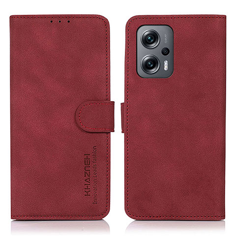 Custodia Portafoglio In Pelle Cover con Supporto D01Y per Xiaomi Redmi Note 12 Turbo 5G Rosso