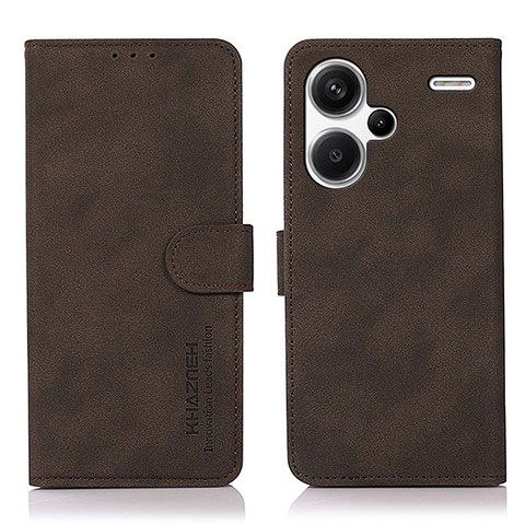 Custodia Portafoglio In Pelle Cover con Supporto D01Y per Xiaomi Redmi Note 13 Pro+ Plus 5G Marrone