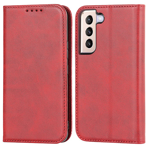 Custodia Portafoglio In Pelle Cover con Supporto D03T per Samsung Galaxy S21 5G Rosso