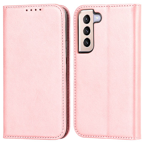 Custodia Portafoglio In Pelle Cover con Supporto D03T per Samsung Galaxy S21 FE 5G Rosa