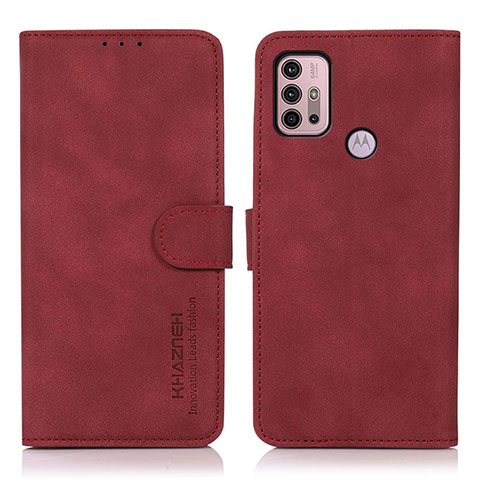 Custodia Portafoglio In Pelle Cover con Supporto D03Y per Motorola Moto G10 Power Rosso