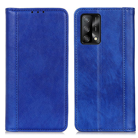 Custodia Portafoglio In Pelle Cover con Supporto D03Y per Oppo F19 Blu