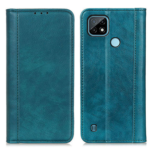 Custodia Portafoglio In Pelle Cover con Supporto D03Y per Realme C21 Verde