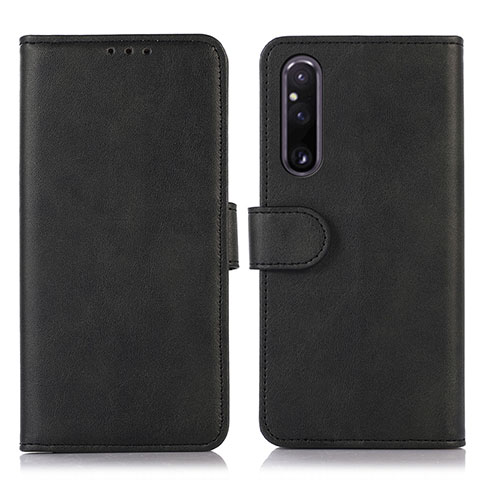 Custodia Portafoglio In Pelle Cover con Supporto D03Y per Sony Xperia 1 V Nero