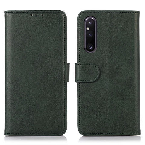 Custodia Portafoglio In Pelle Cover con Supporto D03Y per Sony Xperia 1 V Verde