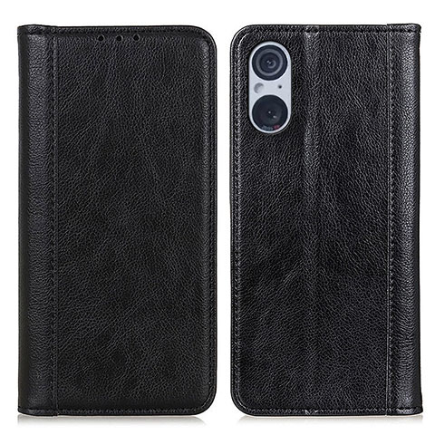 Custodia Portafoglio In Pelle Cover con Supporto D03Y per Sony Xperia 5 V Nero