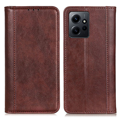 Custodia Portafoglio In Pelle Cover con Supporto D03Y per Xiaomi Redmi Note 12 4G Marrone