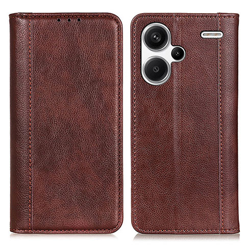 Custodia Portafoglio In Pelle Cover con Supporto D03Y per Xiaomi Redmi Note 13 Pro+ Plus 5G Marrone