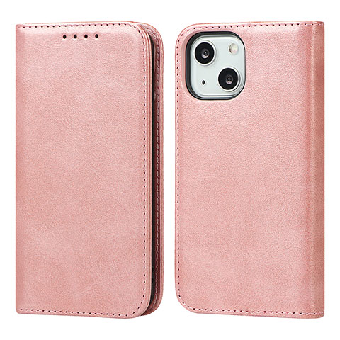 Custodia Portafoglio In Pelle Cover con Supporto D04T per Apple iPhone 14 Plus Rosa