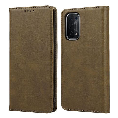 Custodia Portafoglio In Pelle Cover con Supporto D04T per Oppo A74 5G Khaki