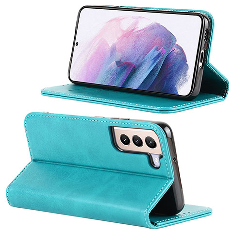 Custodia Portafoglio In Pelle Cover con Supporto D04T per Samsung Galaxy S21 5G Cielo Blu