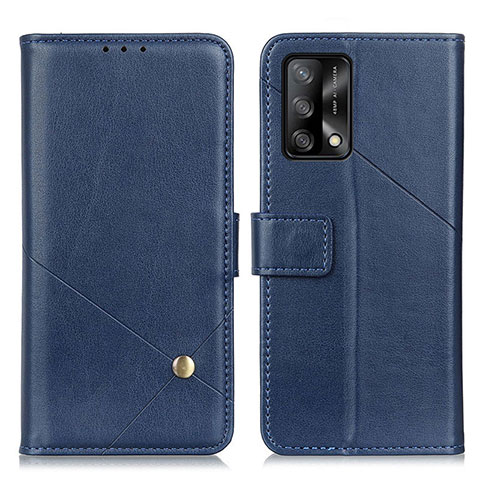 Custodia Portafoglio In Pelle Cover con Supporto D04Y per Oppo F19 Blu