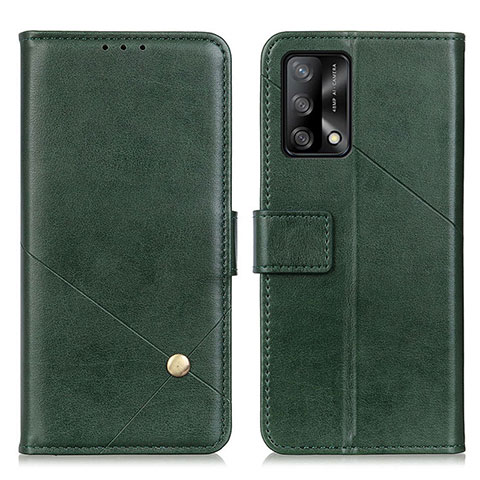 Custodia Portafoglio In Pelle Cover con Supporto D04Y per Oppo F19 Verde