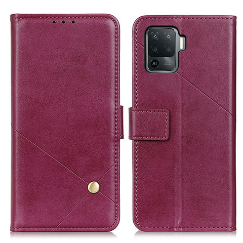 Custodia Portafoglio In Pelle Cover con Supporto D04Y per Oppo Reno5 F Viola