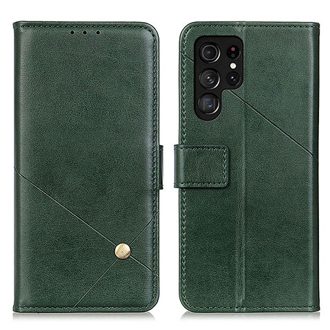 Custodia Portafoglio In Pelle Cover con Supporto D04Y per Samsung Galaxy S22 Ultra 5G Verde