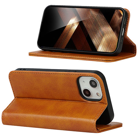 Custodia Portafoglio In Pelle Cover con Supporto D05T per Apple iPhone 14 Plus Marrone Chiaro