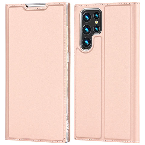 Custodia Portafoglio In Pelle Cover con Supporto D05T per Samsung Galaxy S22 Ultra 5G Oro Rosa