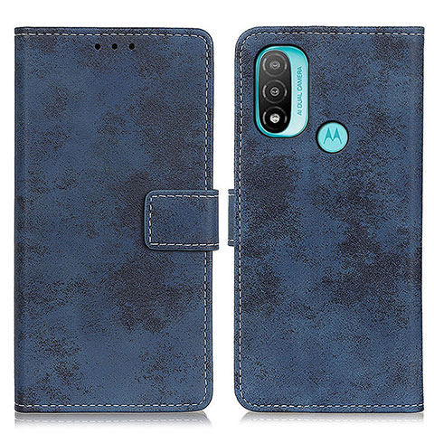 Custodia Portafoglio In Pelle Cover con Supporto D05Y per Motorola Moto E20 Blu