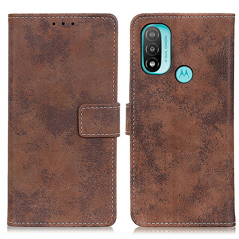 Custodia Portafoglio In Pelle Cover con Supporto D05Y per Motorola Moto E20 Marrone