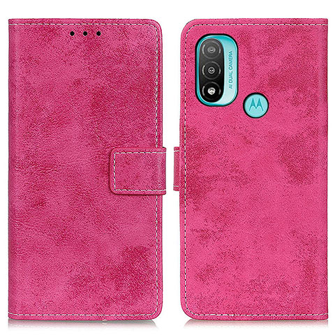 Custodia Portafoglio In Pelle Cover con Supporto D05Y per Motorola Moto E20 Rosa Caldo