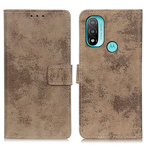 Custodia Portafoglio In Pelle Cover con Supporto D05Y per Motorola Moto E40 Khaki