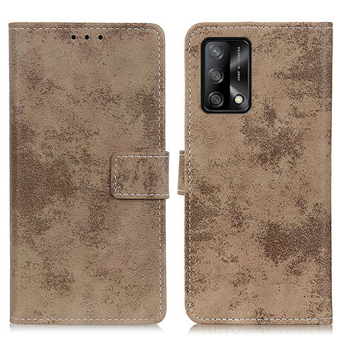 Custodia Portafoglio In Pelle Cover con Supporto D05Y per Oppo F19s Khaki