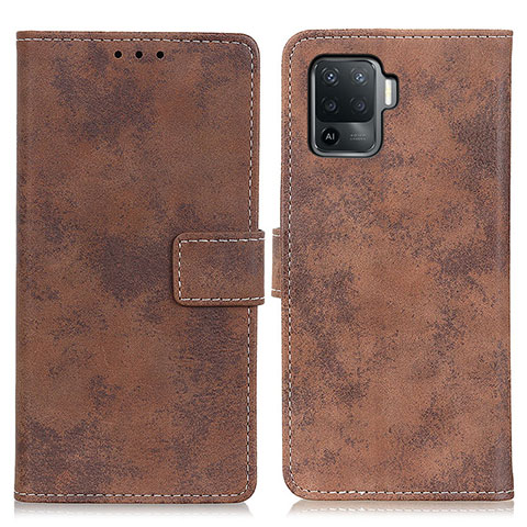 Custodia Portafoglio In Pelle Cover con Supporto D05Y per Oppo Reno5 Lite Marrone