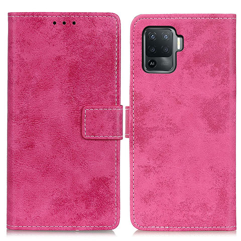 Custodia Portafoglio In Pelle Cover con Supporto D05Y per Oppo Reno5 Lite Rosa Caldo