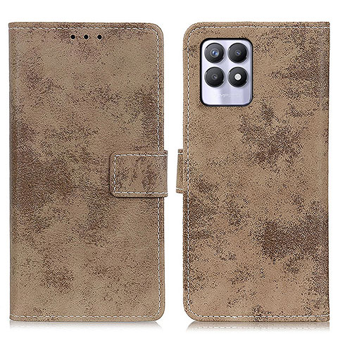 Custodia Portafoglio In Pelle Cover con Supporto D05Y per Realme 8i Khaki