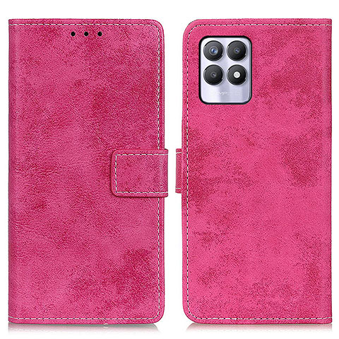 Custodia Portafoglio In Pelle Cover con Supporto D05Y per Realme 8i Rosa Caldo