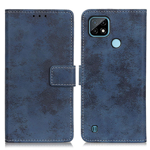 Custodia Portafoglio In Pelle Cover con Supporto D05Y per Realme C21 Blu