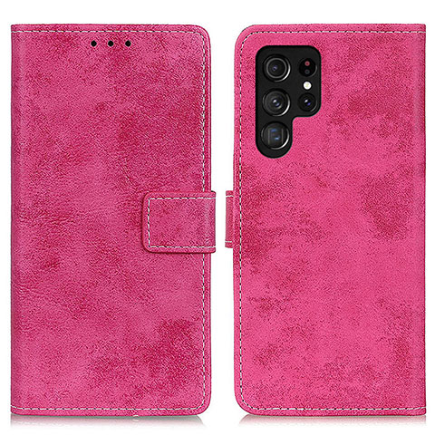 Custodia Portafoglio In Pelle Cover con Supporto D05Y per Samsung Galaxy S23 Ultra 5G Rosa Caldo