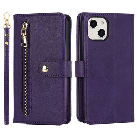 Custodia Portafoglio In Pelle Cover con Supporto D06T per Apple iPhone 14 Plus Viola