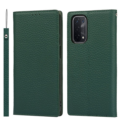 Custodia Portafoglio In Pelle Cover con Supporto D06T per OnePlus Nord N200 5G Verde