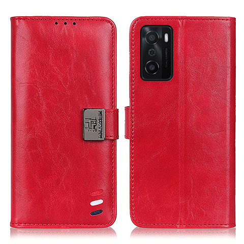 Custodia Portafoglio In Pelle Cover con Supporto D06Y per Oppo A55S 5G Rosso