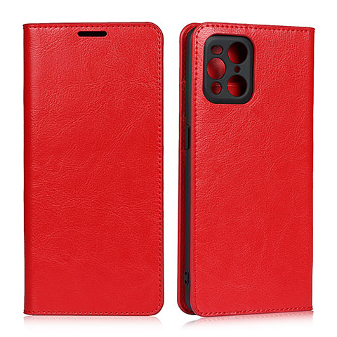 Custodia Portafoglio In Pelle Cover con Supporto D07T per Oppo Find X3 5G Rosso