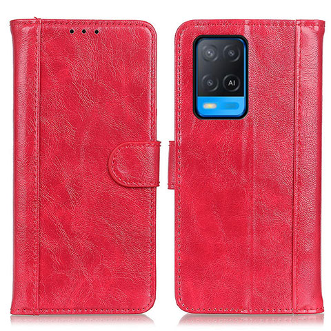 Custodia Portafoglio In Pelle Cover con Supporto D07Y per Oppo A54 4G Rosso