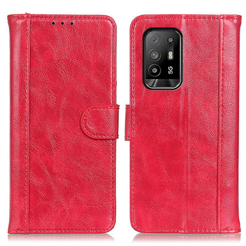 Custodia Portafoglio In Pelle Cover con Supporto D07Y per Oppo A94 5G Rosso