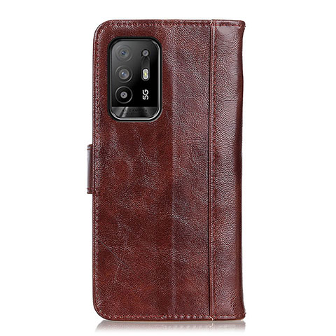 Custodia Portafoglio In Pelle Cover con Supporto D07Y per Oppo Reno5 Z 5G Marrone