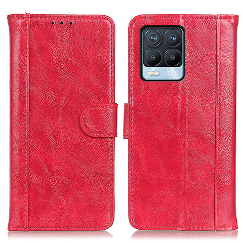 Custodia Portafoglio In Pelle Cover con Supporto D07Y per Realme 8 4G Rosso