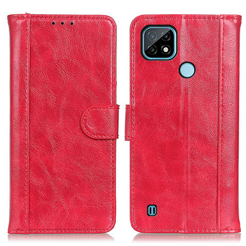 Custodia Portafoglio In Pelle Cover con Supporto D07Y per Realme C21 Rosso